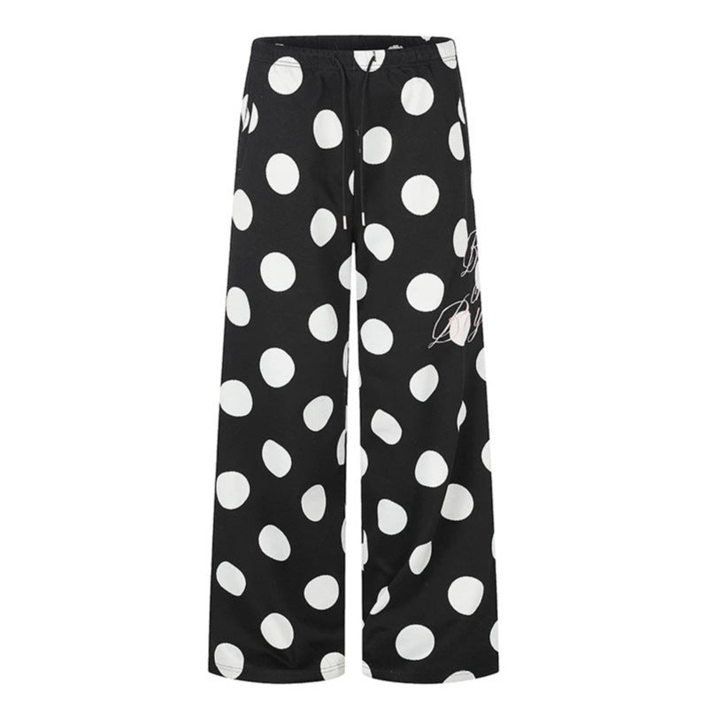 Damen Weite Palazzo-Loungehose mit Komfortbund und Punktmuster Nord Taschen