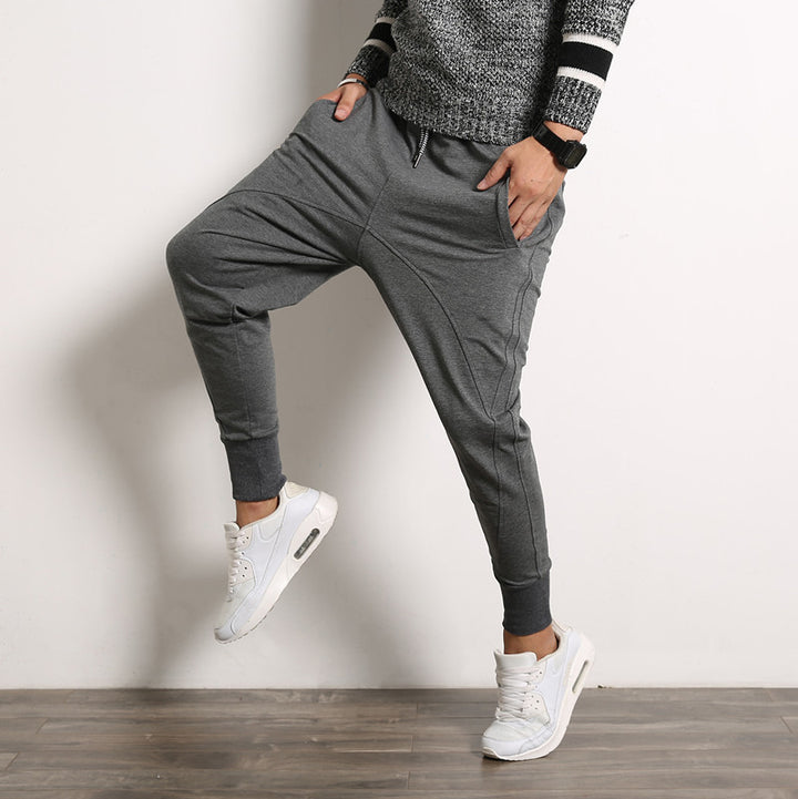 Herren lockere Harem-Jogginghose mit tiefem Schritt, schmal zulaufenden Bündchen und Kordelzug Nord Taschen