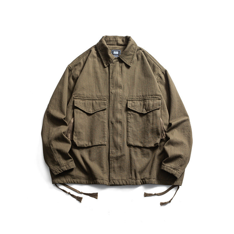 Herren Boxy-Utility-Blousonjacke aus Canvas mit aufgesetzten Pattentaschen und Kordelzugsaum Nord Taschen