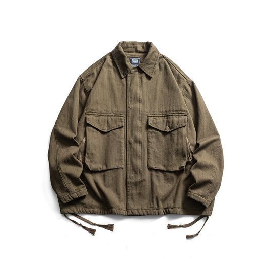 Herren Boxy-Utility-Blousonjacke aus Canvas mit aufgesetzten Pattentaschen und Kordelzugsaum Nord Taschen