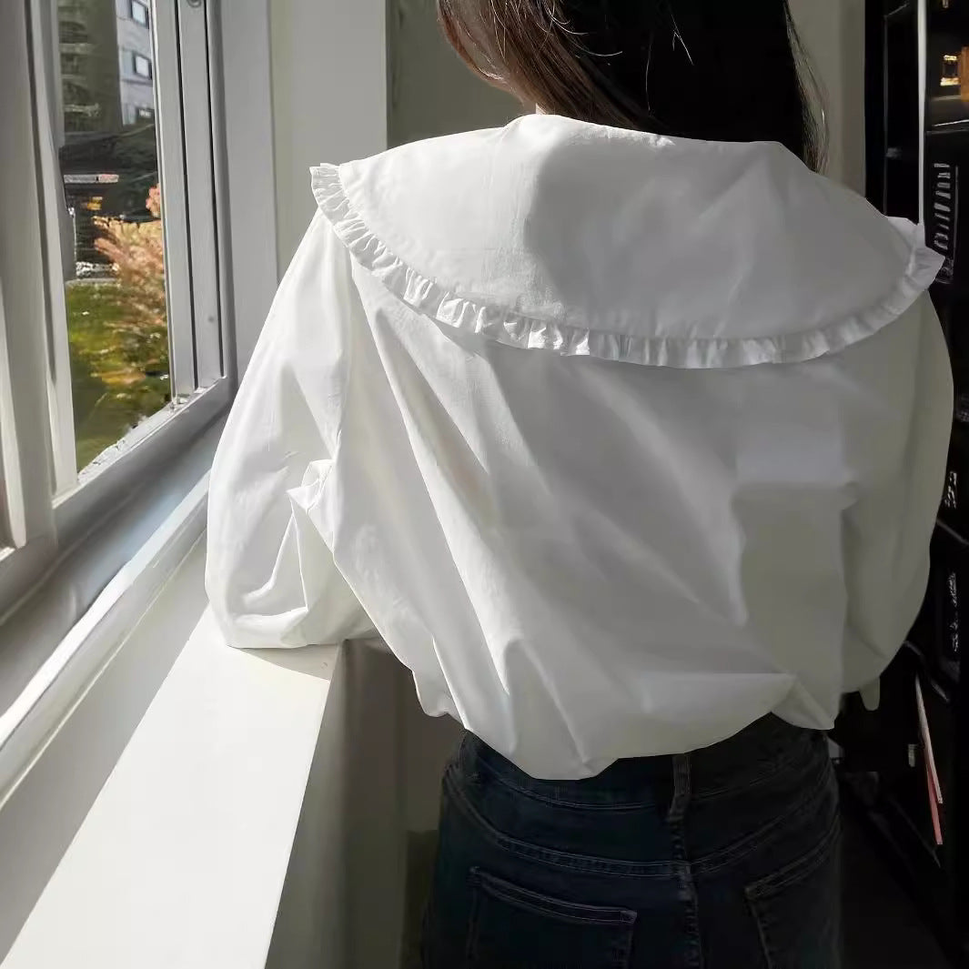 Damen Bluse mit übergroßem Rüschenkragen und fein gearbeitetem Tailoring Nord Taschen