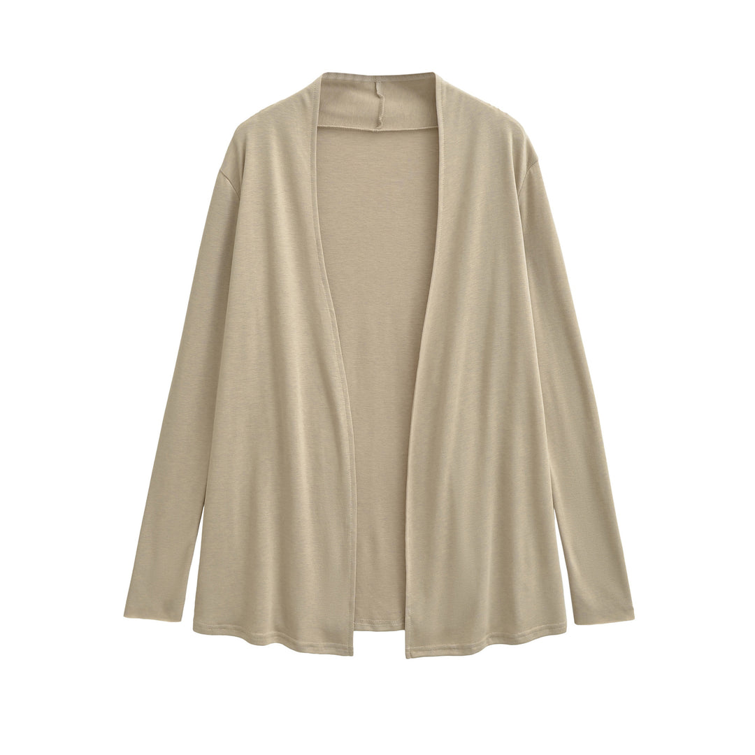 Damen Offener fließender Jersey-Cardigan mit Wasserfallkante Nord Taschen