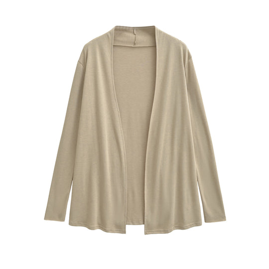 Damen Offener fließender Jersey-Cardigan mit Wasserfallkante Nord Taschen