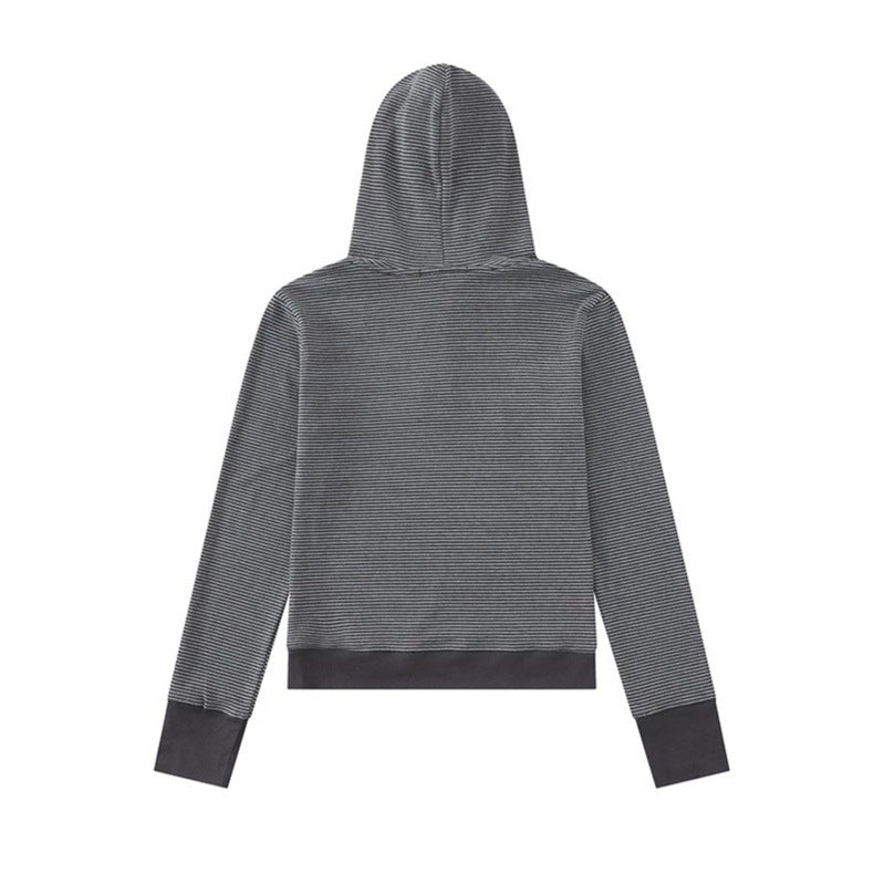 Damen Kapuzen-Henley-Pullover aus leichtem Streifenjersey mit Musik-Print Nord Taschen
