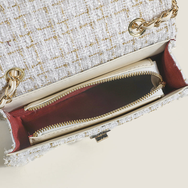Damen Designer Handtasche aus hochwertigem Strukturstoff mit elegantem Kettenverschluss Nord Taschen