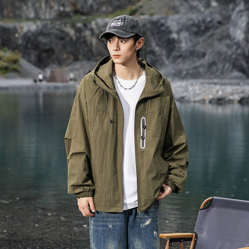 Herren Atmungsaktive Kapuzen-Fieldjacke mit verstaubarer Kapuze und reflektierendem Brustreißverschluss Nord Taschen