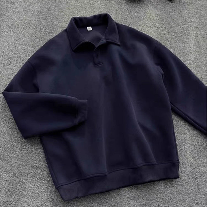 Herren Poloshirt-Sweatshirt mit Hemdkragen und Oversize-Schnitt Nord Taschen