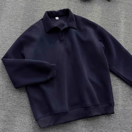 Herren Poloshirt-Sweatshirt mit Hemdkragen und Oversize-Schnitt Nord Taschen
