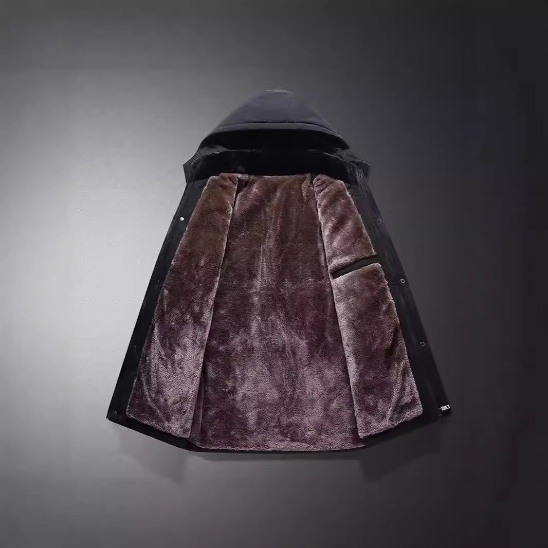 Herren Kurzparka mit gesteppter Thermofütterung, Kapuzenansatz und Multifunktionsklappentaschen Nord Taschen