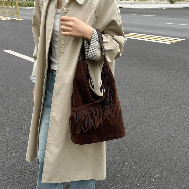 Damen Beuteltasche mit stylischen Fransen Nord Taschen