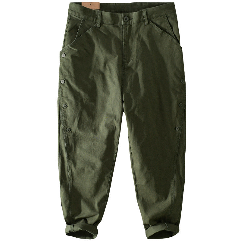 Herren lässige konische Hose mit seitlicher Knopfleiste und Umschlag Nord Taschen