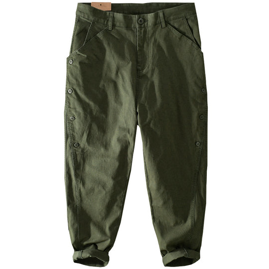 Herren lässige konische Hose mit seitlicher Knopfleiste und Umschlag Nord Taschen