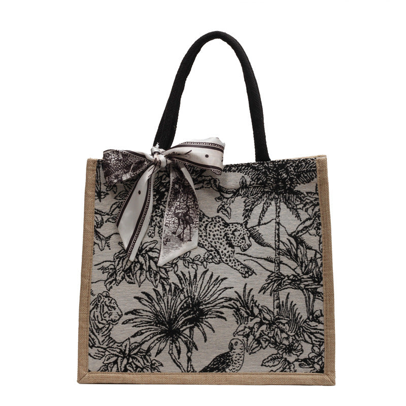 Damen Handtasche mit floralem Baumwollmuster und dekorativem Halstuch Nord Taschen