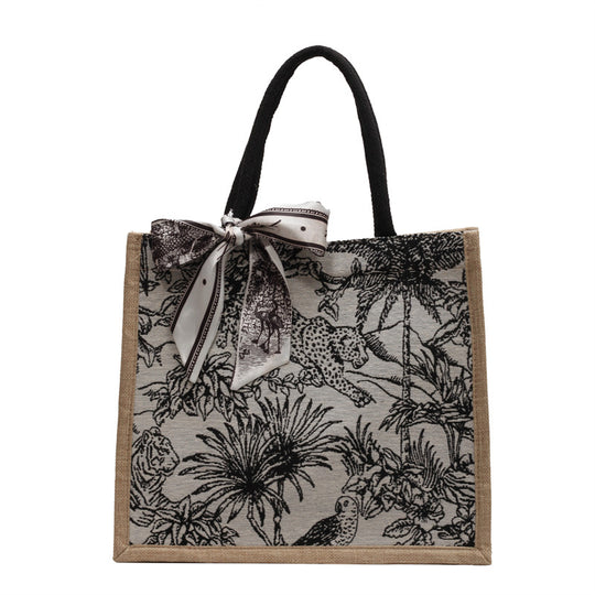 Damen Handtasche mit floralem Baumwollmuster und dekorativem Halstuch Nord Taschen