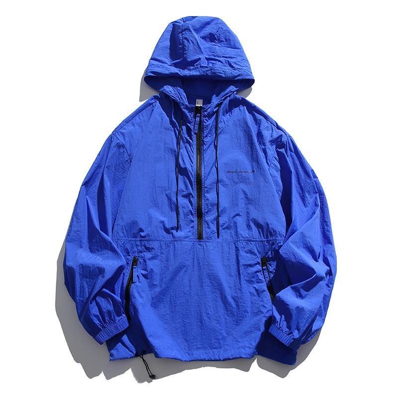 Unisex Leichter Ripstop-Hoodie-Anorak mit Halbreißverschluss, Kordelzug & Reißverschlusstaschen Nord Taschen