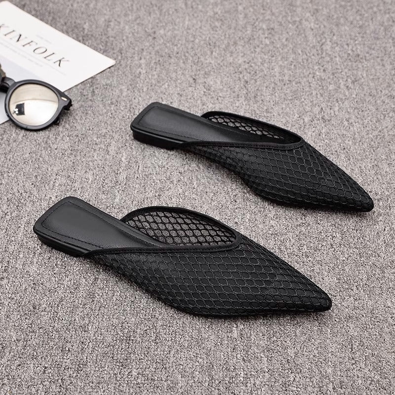Damen spitze Mules mit Netzdesign