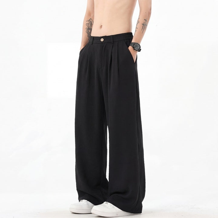 Herren weite Leinenhose mit hoher Bundfalte und lässigem Schnitt Nord Taschen