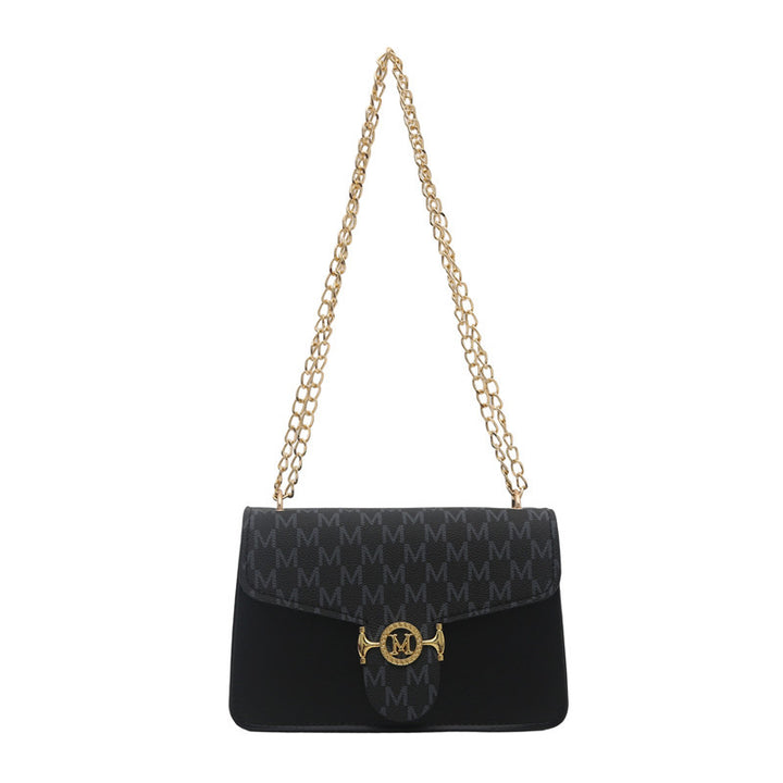 Damen Umhängetasche mit goldener Kettenverzierung und Designer-Logo Nord Taschen