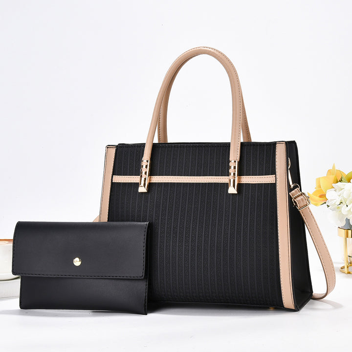 Damen elegante Handtasche mit modernem Strukturdesign und abnehmbarer Mini-Clutch Nord Taschen