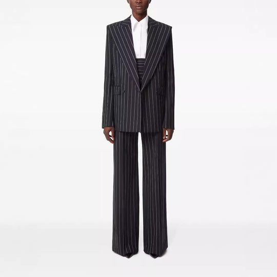Damen Hochtaillierte weite Nadelstreifen-Hose im Tailoring-Stil Nord Taschen