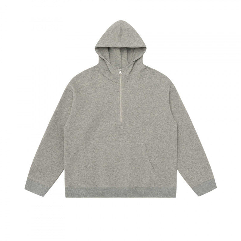 Unisex Kapuzen-Halbzip-Sweatshirt mit Kängurutasche und Rippbündchen Nord Taschen