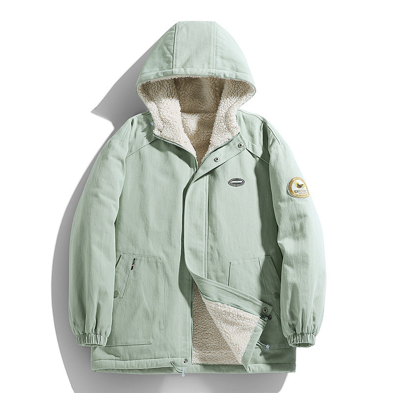 Herren wattierter Canvas‑Parka mit Sherpa‑Fleece‑Futter und Kapuze Nord Taschen