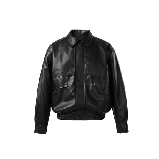 Unisex Kurz geschnittene Kunstleder‑Bomberjacke mit kastigem Boxy‑Schnitt Nord Taschen