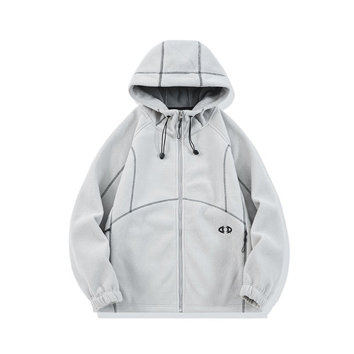 Unisex Oversize Fleece-Kapuzenjacke mit Kontrastnähten und Reißverschlusstaschen Nord Taschen