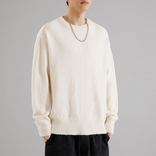 Herren Oversize Rundhalspullover aus weichem Feinstrick Nord Taschen