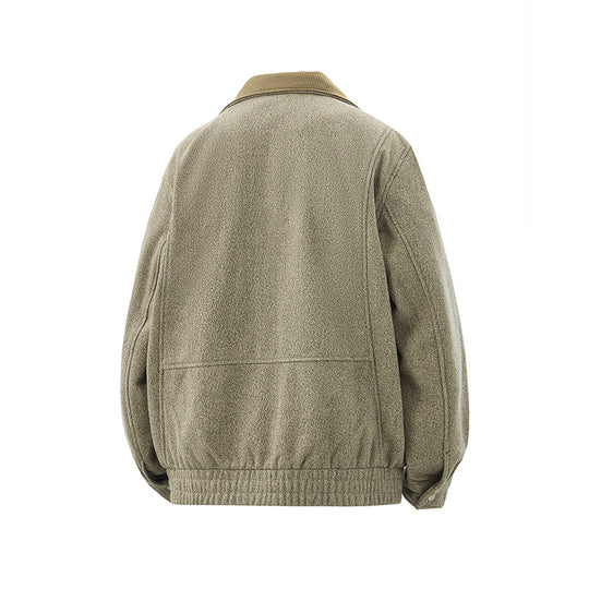 Herren Kurz geschnittener Fleece Blouson mit Cordkragen und gesteppter Innenfutter Nord Taschen
