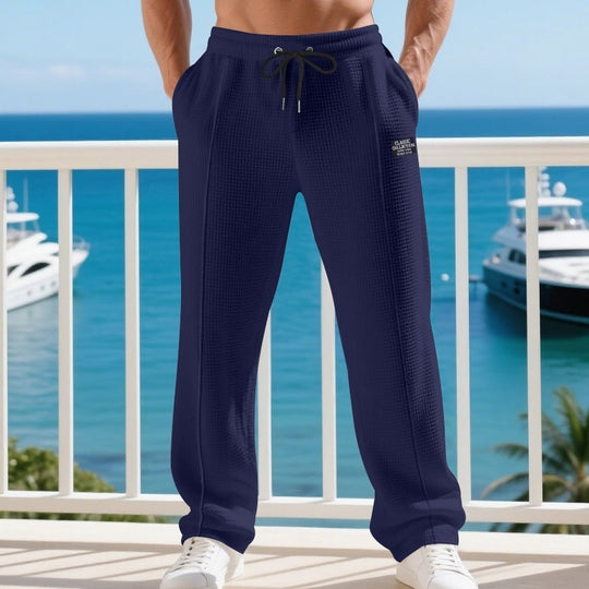 Herren Lässige Waffelstrick-Freizeithose mit Tunnelzug und Seitentaschen Nord Taschen