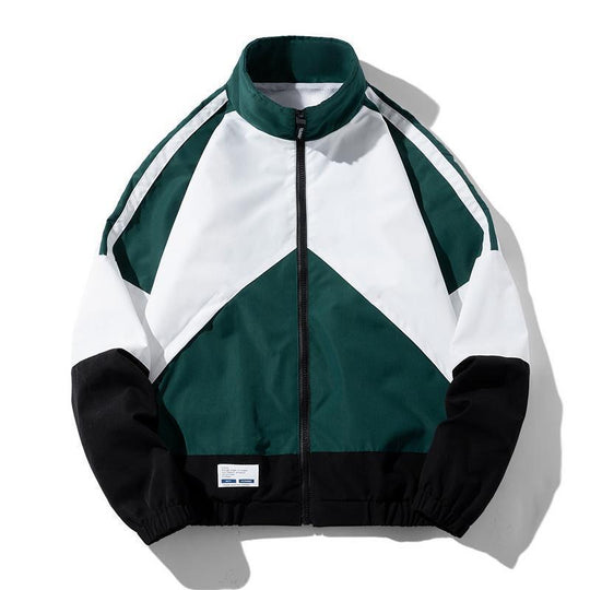 Herren Leichte Windbreaker-Trackjacke im geometrischen Colorblock mit Mesh‑Futter, Stehkragen & Reißverschluss Nord Taschen
