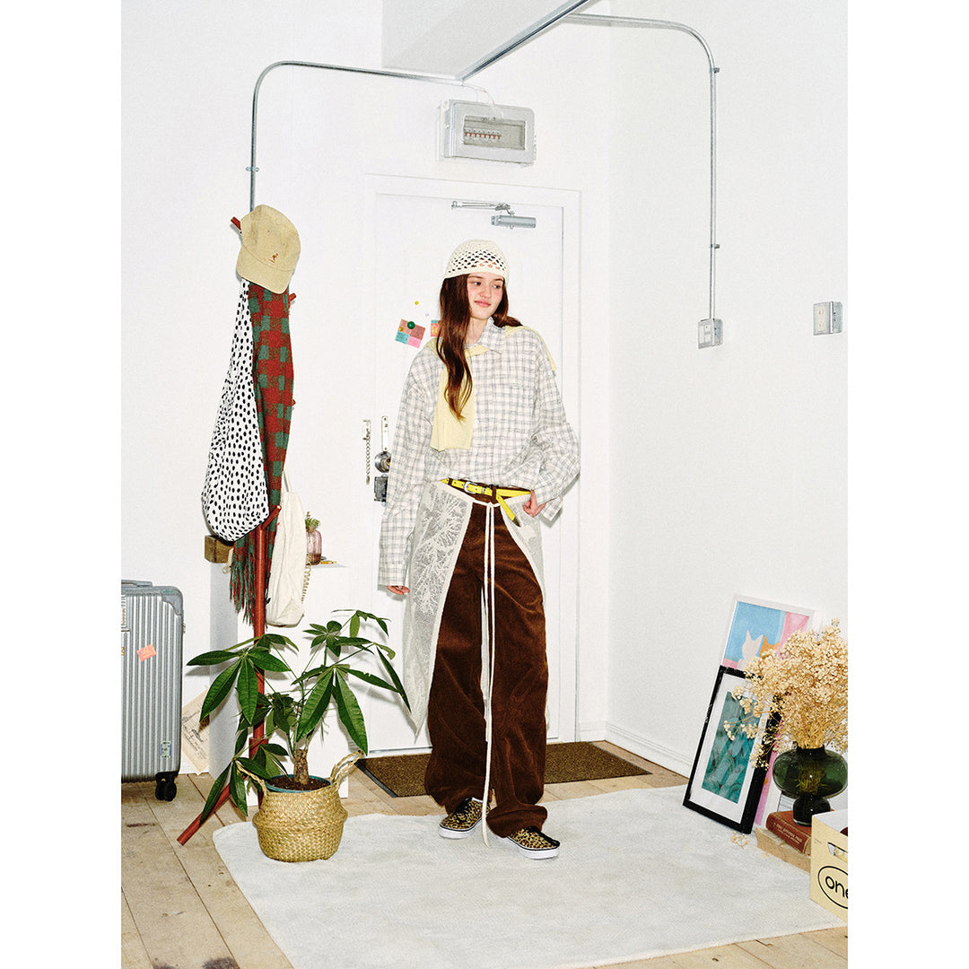 Damen Oversize-Hemd aus Leinen‑Baumwoll‑Mix mit feinem Karomuster Nord Taschen