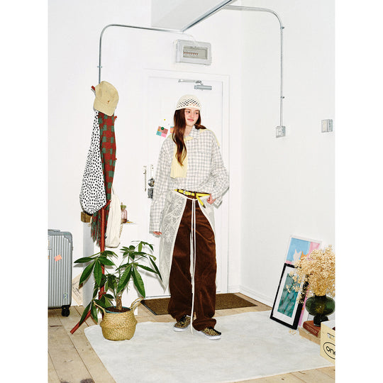Damen Oversize-Hemd aus Leinen‑Baumwoll‑Mix mit feinem Karomuster Nord Taschen