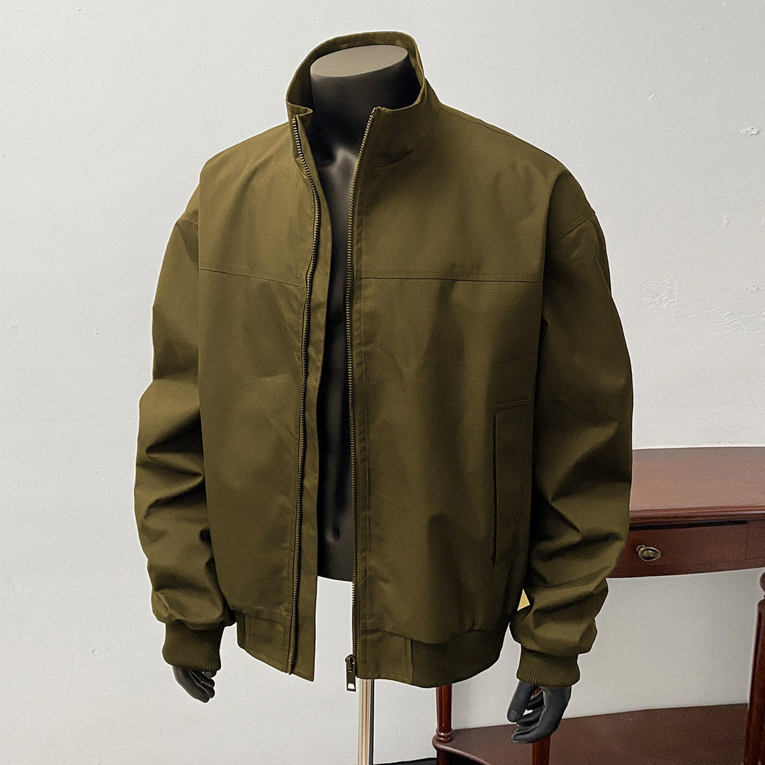 Herren Minimalistische Bomberjacke mit hohem Stehkragen und Zwei-Wege-Reißverschluss Nord Taschen