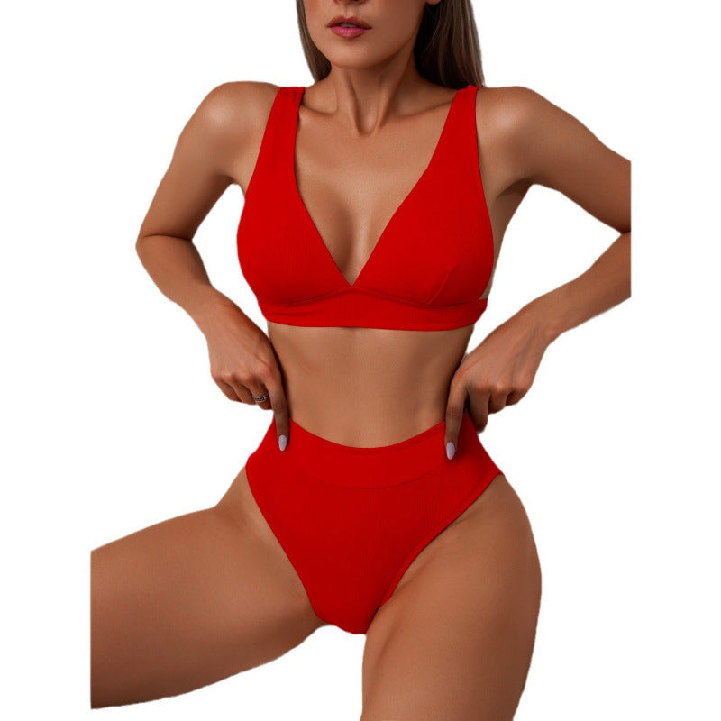 Damen Hoch geschnittener Bikini mit atmungsaktivem Oberteil und elastischem Bund Nord Taschen