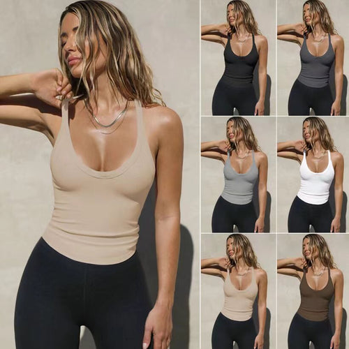 Damen Sportliches Tanktop mit V-Ausschnitt und figurbetonter Passform