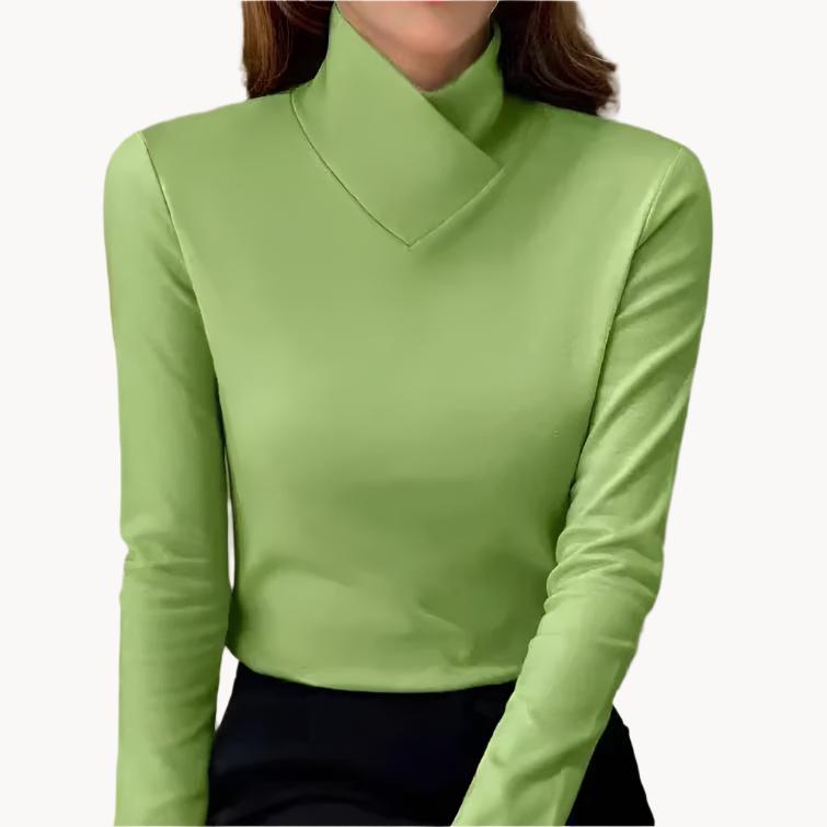 Bluse mit Asymmetrischem Kragen Langarm-design Elegant und Modern