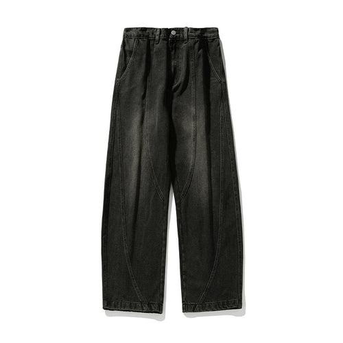 Herren Weite Denim-Hose mit kontrastierenden Einsatznähten und hohem Bund Nord Taschen
