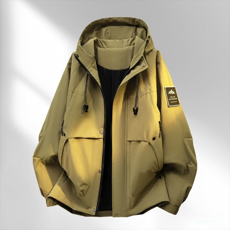 Herren Oversize-Utility-Outdoorjacke mit Kapuze, wattierter Innenlage & Multifunktionstaschen Nord Taschen