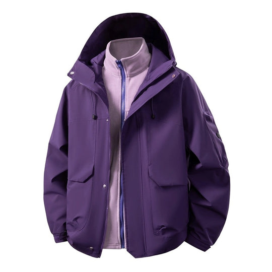 Herren Wasserabweisende Doppeljacke mit abnehmbarer Fleece‑Innenjacke und Kapuze Nord Taschen