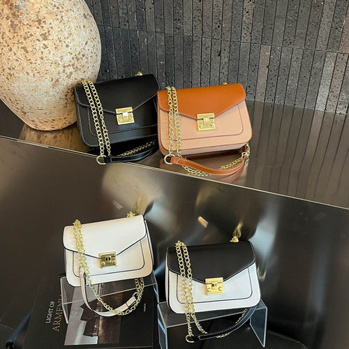 Damen Umhängetasche mit klassischem Klappverschluss und luxuriöser Kettenverzierung Nord Taschen