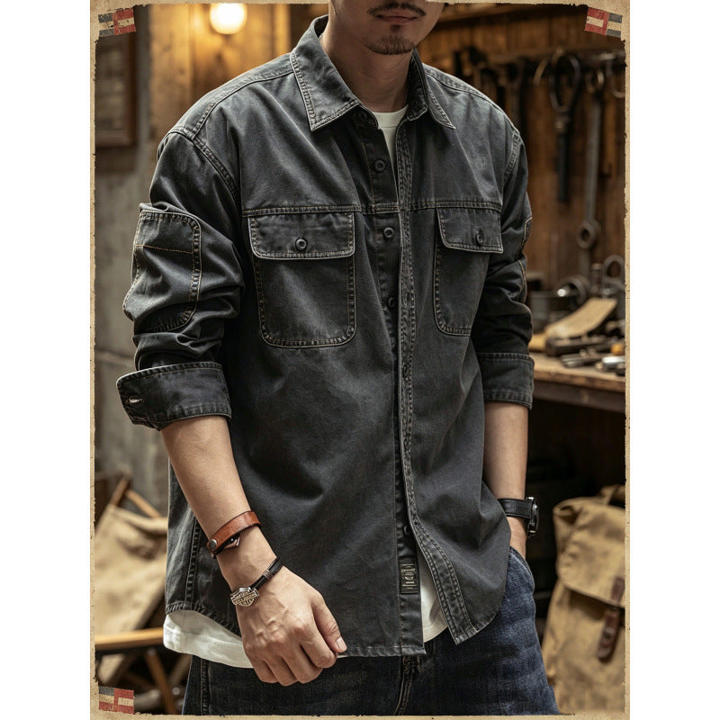 Herren Baumwoll-Utility-Overshirt mit Pattentaschen Nord Taschen