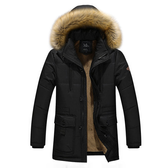 Herren wasserabweisender gesteppter Parka mit Kapuze, Kunstfellblende und Teddyfleece-Innenfutter Nord Taschen