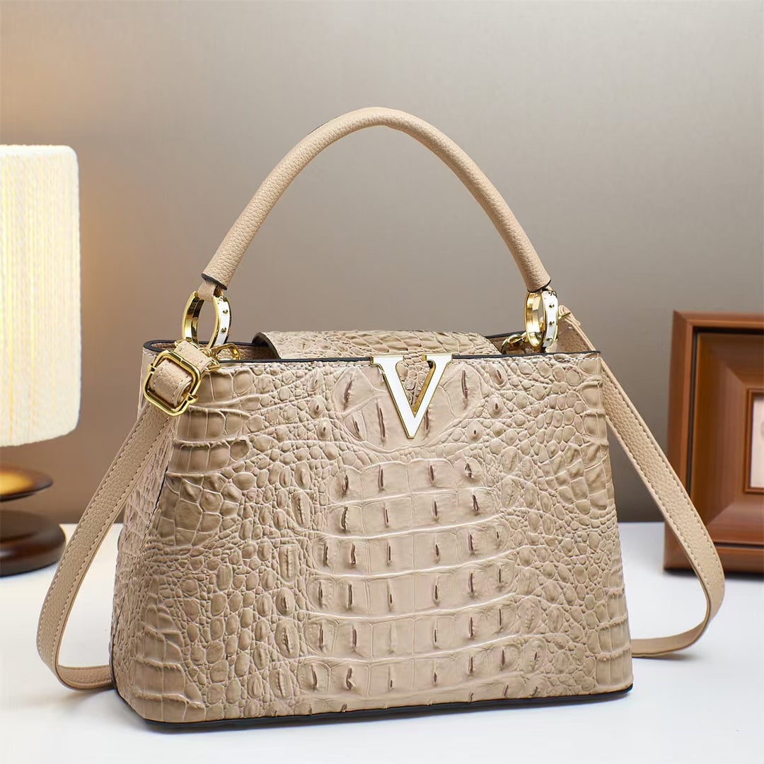 Damen Designer-Handtasche mit luxuriösem Krokodil-Look und elegantem Verschluss Nord Taschen