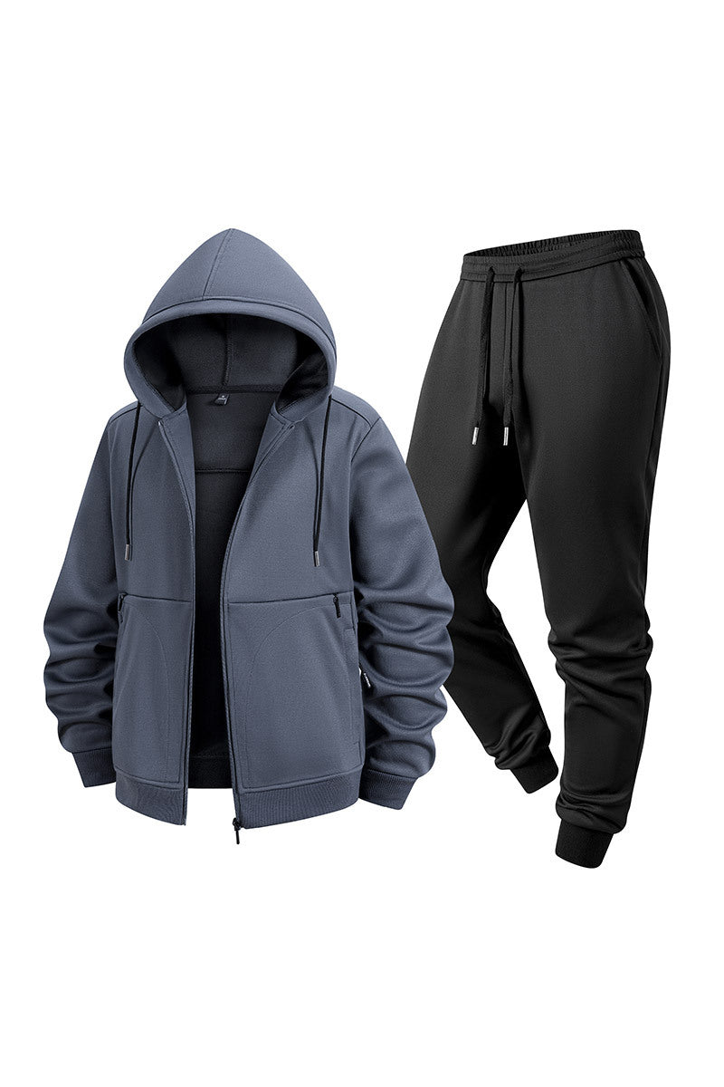 Herren Zweiteiliges Kapuzen-Trainingsset aus Thermofleece mit Reißverschluss-Hoodie und konischer Jogginghose Nord Taschen
