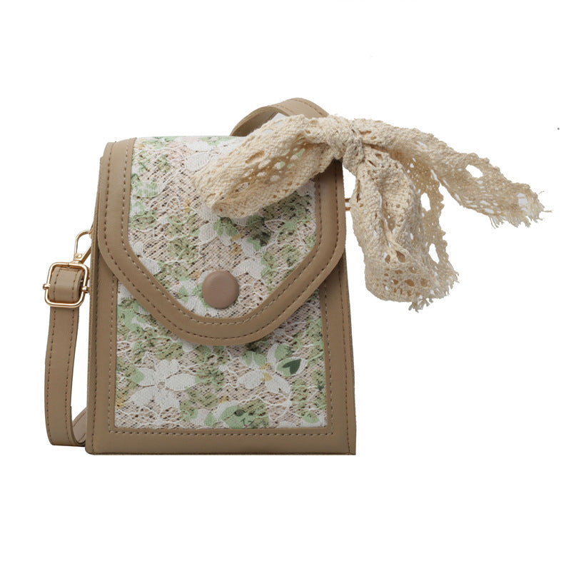 Damen Mini-Handtasche mit floralem Jacquard-Muster und verspieltem Kordelzug Nord Taschen
