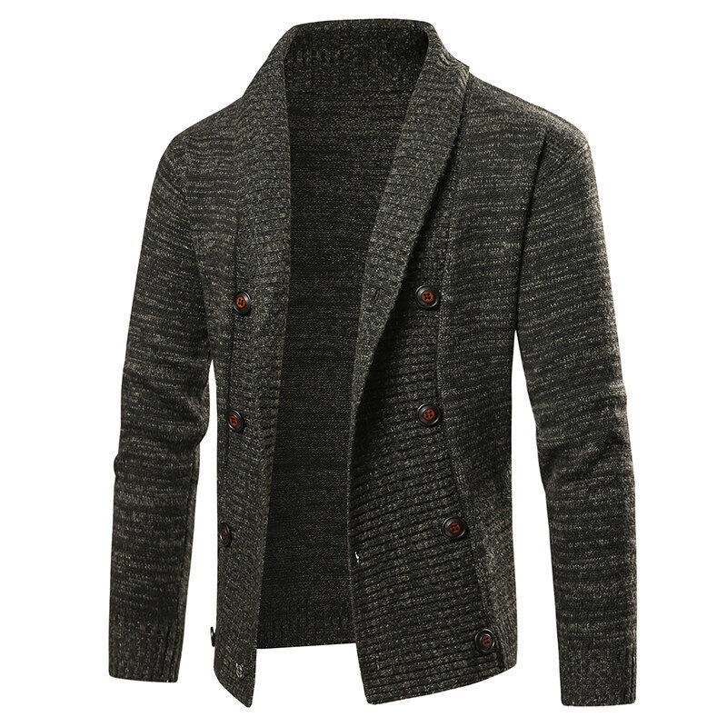 Herren Strickjacke mit Schalkragen und doppelter Knopfleiste Nord Taschen