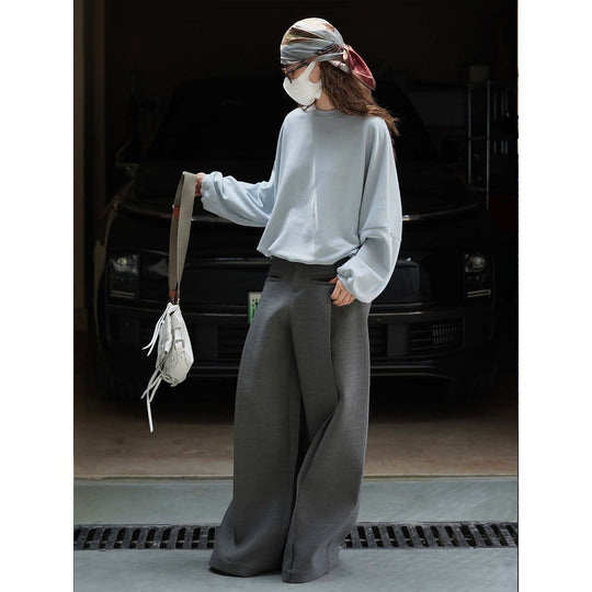Damen Relaxed-Fit Baumwoll-Sweatshirt mit überschnittener Schulter und gerundetem Saum Nord Taschen