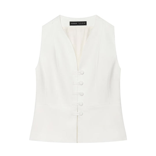 Damen High-Waist Schlaghose mit Zierknopfleiste und Eingrifftaschen Nord Taschen